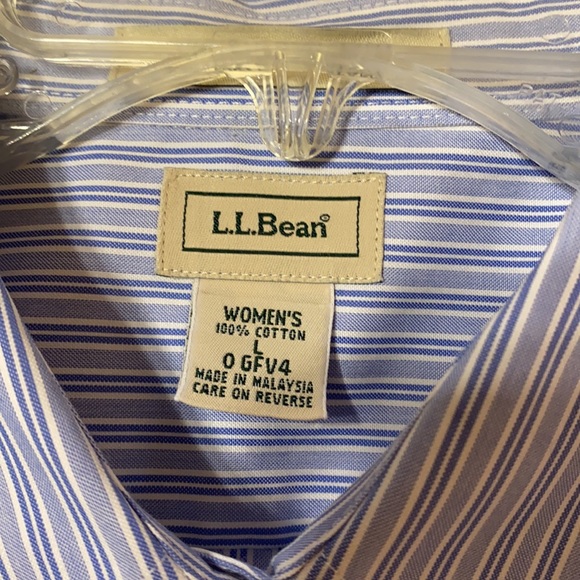 LL Bean Blue Stripe Blouse Size Large - Picture 3 of 3